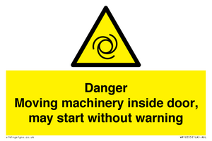 WM16555: Danger Moving machinery inside door