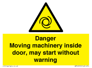 WM16555: Danger Moving machinery inside door