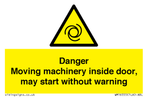 WM16555: Danger Moving machinery inside door