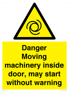 WM16555: Danger Moving machinery inside door