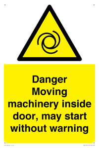 WM16555: Danger Moving machinery inside door