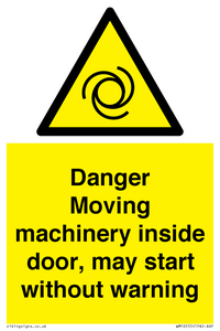 WM16555: Danger Moving machinery inside door