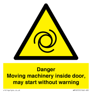 WM16555: Danger Moving machinery inside door