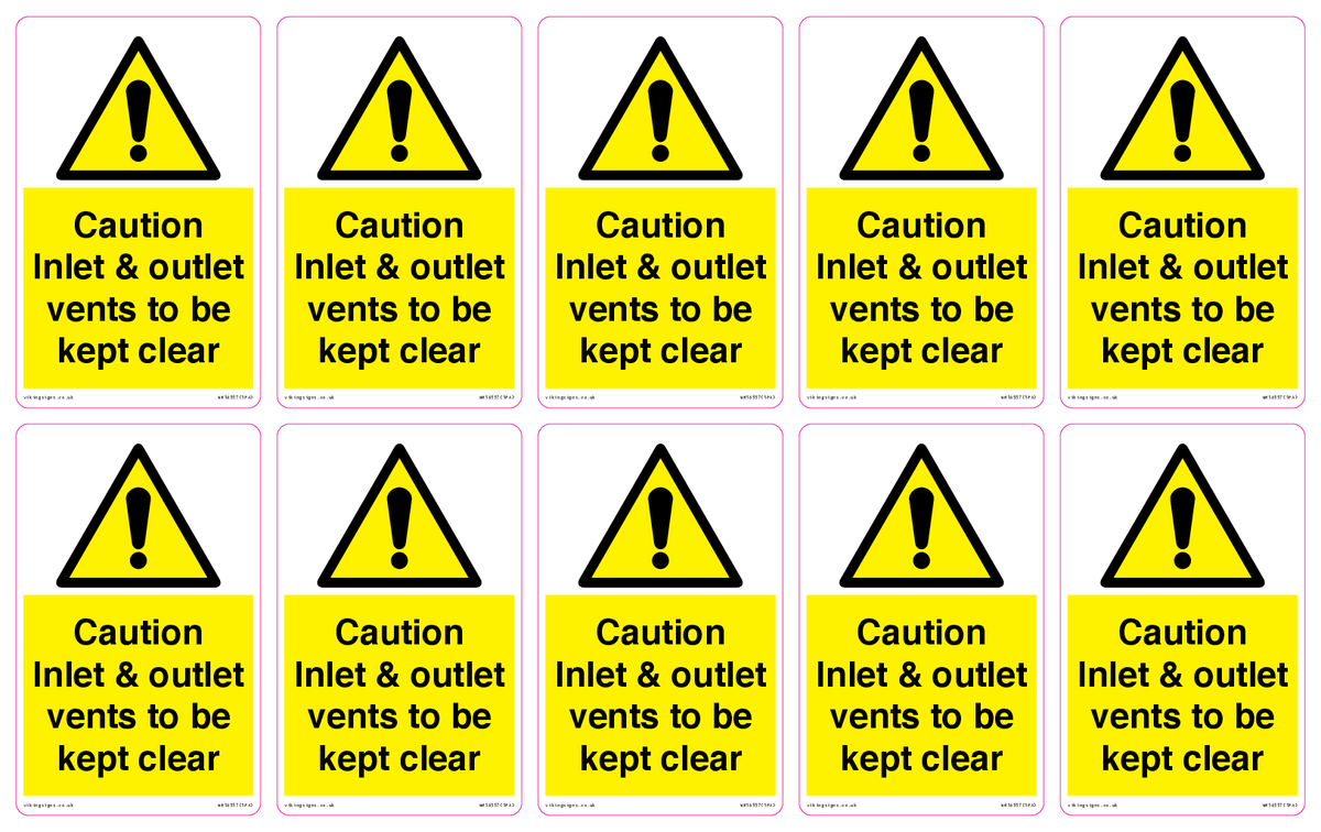 WM16557: Caution Inlet & outlet vents to be kept clear