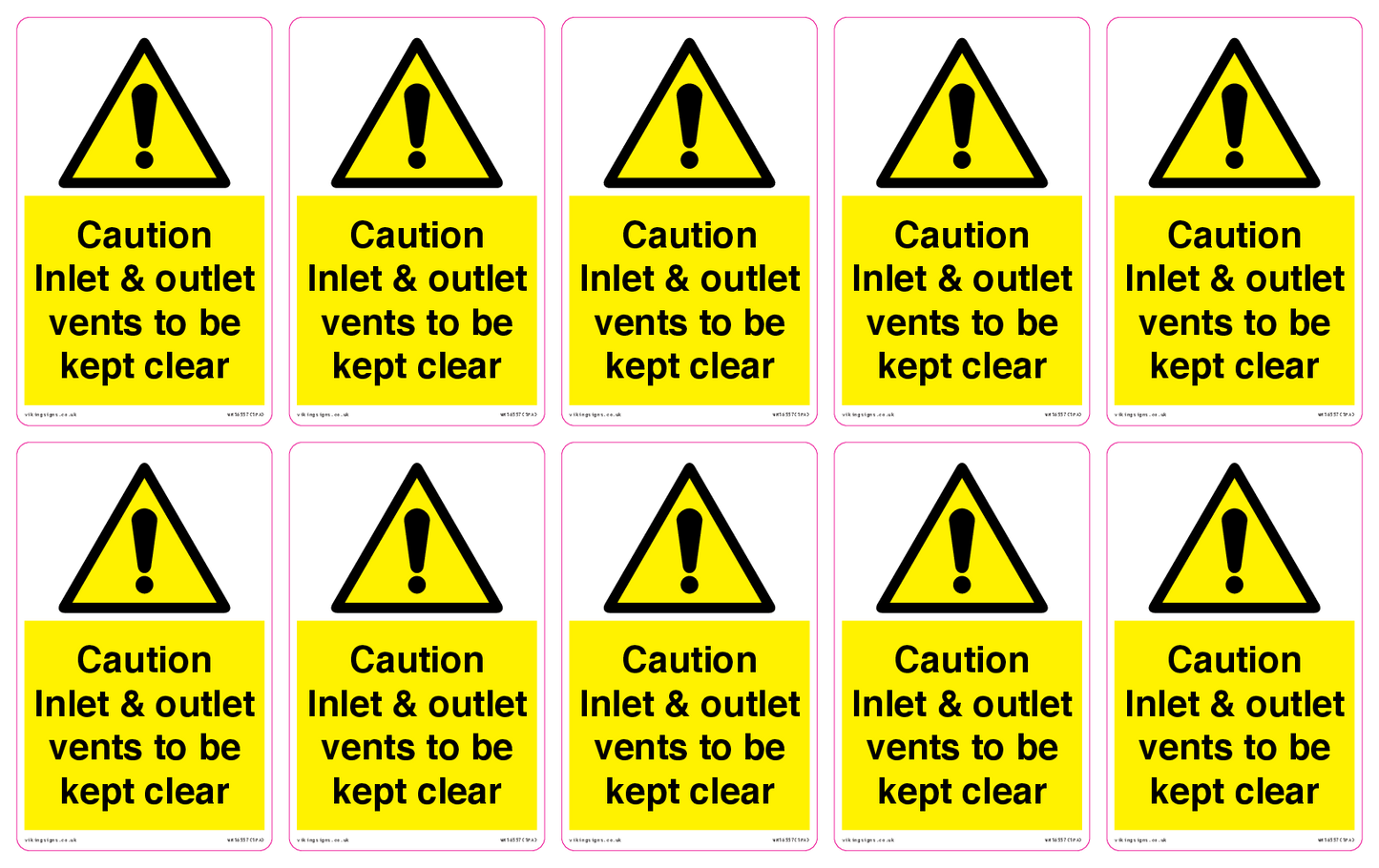 WM16557: Caution Inlet & outlet vents to be kept clear
