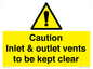 WM16557: Caution Inlet & outlet vents to be kept clear