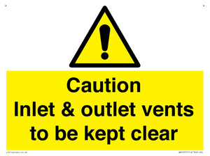 WM16557: Caution Inlet & outlet vents to be kept clear