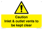 WM16557: Caution Inlet & outlet vents to be kept clear
