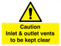 WM16557: Caution Inlet & outlet vents to be kept clear