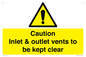 WM16557: Caution Inlet & outlet vents to be kept clear
