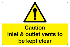 WM16557: Caution Inlet & outlet vents to be kept clear