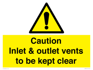 WM16557: Caution Inlet & outlet vents to be kept clear