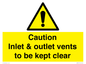 WM16557: Caution Inlet & outlet vents to be kept clear
