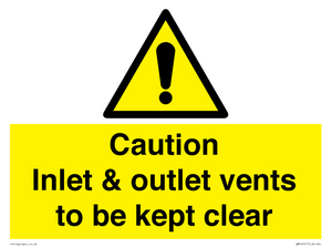 WM16557: Caution Inlet & outlet vents to be kept clear