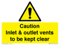 WM16557: Caution Inlet & outlet vents to be kept clear