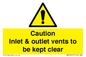 WM16557: Caution Inlet & outlet vents to be kept clear