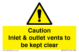 WM16557: Caution Inlet & outlet vents to be kept clear