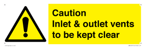 WM16557: Caution Inlet & outlet vents to be kept clear