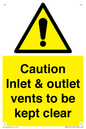 WM16557: Caution Inlet & outlet vents to be kept clear