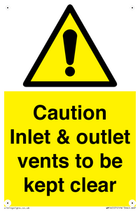 WM16557: Caution Inlet & outlet vents to be kept clear