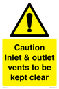 WM16557: Caution Inlet & outlet vents to be kept clear