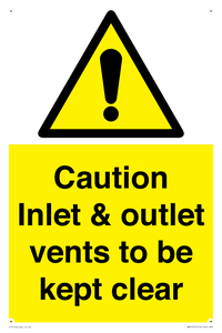 WM16557: Caution Inlet & outlet vents to be kept clear