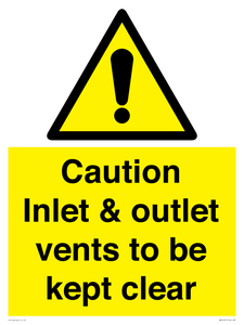 WM16557: Caution Inlet & outlet vents to be kept clear