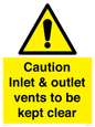 WM16557: Caution Inlet & outlet vents to be kept clear
