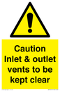 WM16557: Caution Inlet & outlet vents to be kept clear