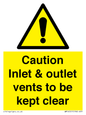 WM16557: Caution Inlet & outlet vents to be kept clear