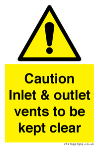 WM16557: Caution Inlet & outlet vents to be kept clear