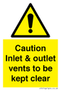 WM16557: Caution Inlet & outlet vents to be kept clear