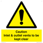 WM16557: Caution Inlet & outlet vents to be kept clear