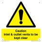 WM16557: Caution Inlet & outlet vents to be kept clear