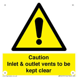 WM16557: Caution Inlet & outlet vents to be kept clear