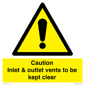 WM16557: Caution Inlet & outlet vents to be kept clear