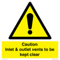 WM16557: Caution Inlet & outlet vents to be kept clear