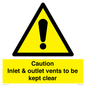 WM16557: Caution Inlet & outlet vents to be kept clear