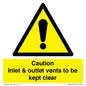WM16557: Caution Inlet & outlet vents to be kept clear