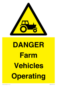 WM7005: DANGER Farm Vehicles Operating