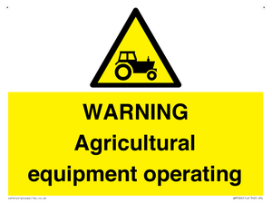 WM7006: WARNING Agricultural equipment operating