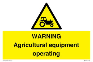 WM7006: WARNING Agricultural equipment operating