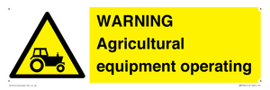 WM7006: WARNING Agricultural equipment operating