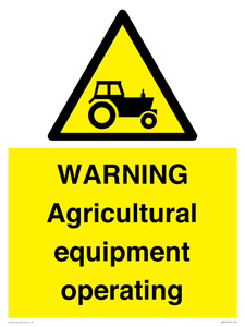 WM7006: WARNING Agricultural equipment operating