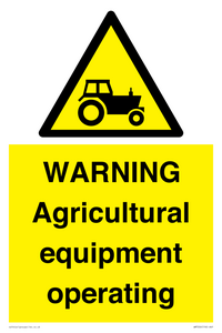WM7006: WARNING Agricultural equipment operating