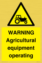 WM7006: WARNING Agricultural equipment operating