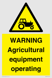 WM7006: WARNING Agricultural equipment operating