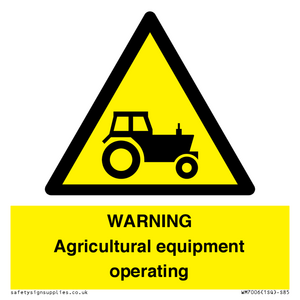 WM7006: WARNING Agricultural equipment operating