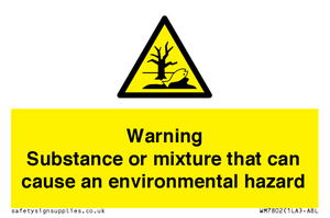 WM7802: Warning Substance or mixture that can cause an environmental hazard