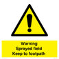 WN10616: Warning sprayed field Keep to footpath